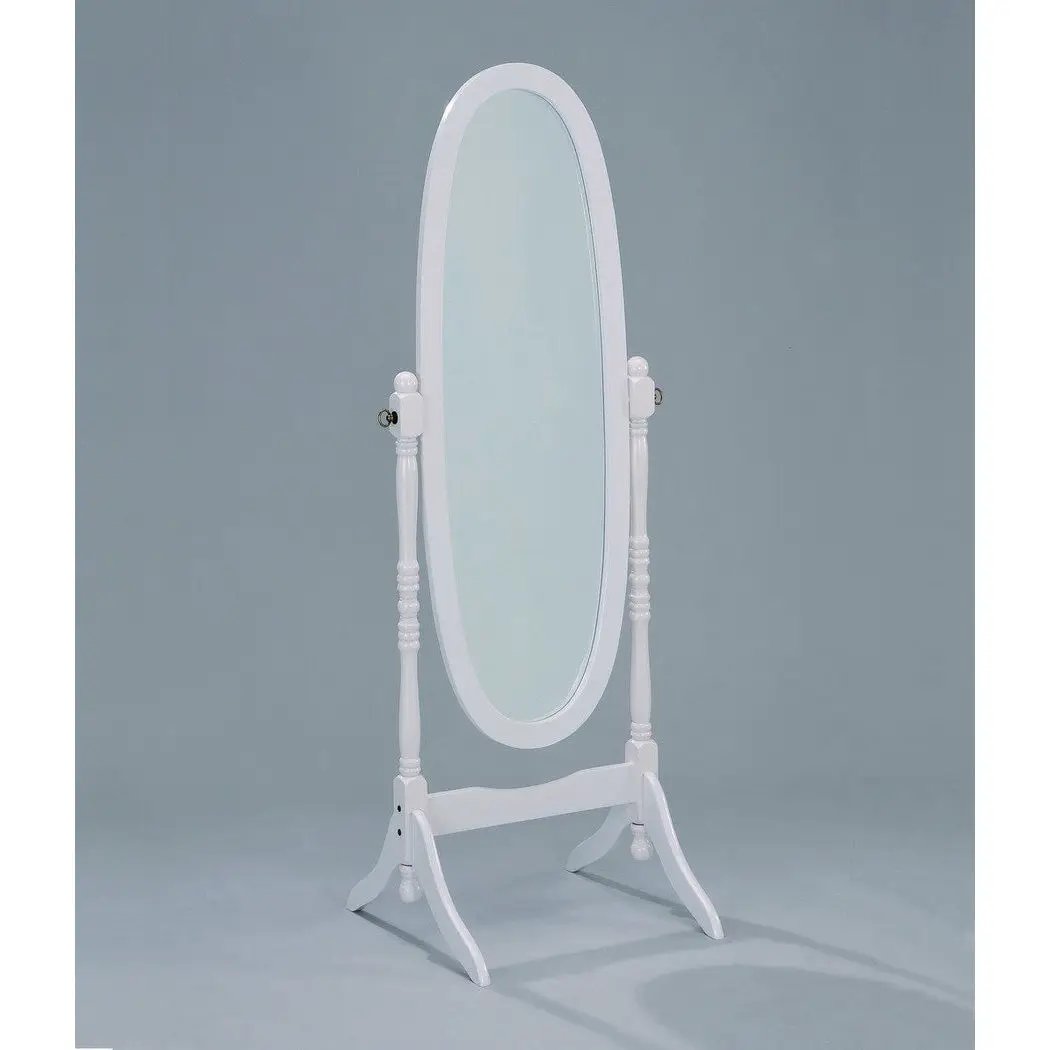 Oval Cheval Floor Mirror in White Finish by HomePacific