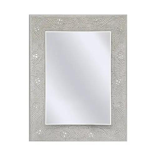 Rectangle Bathroom Vanity Mirror with Mosaic Crystal Floral Motif Border by HomePacific
