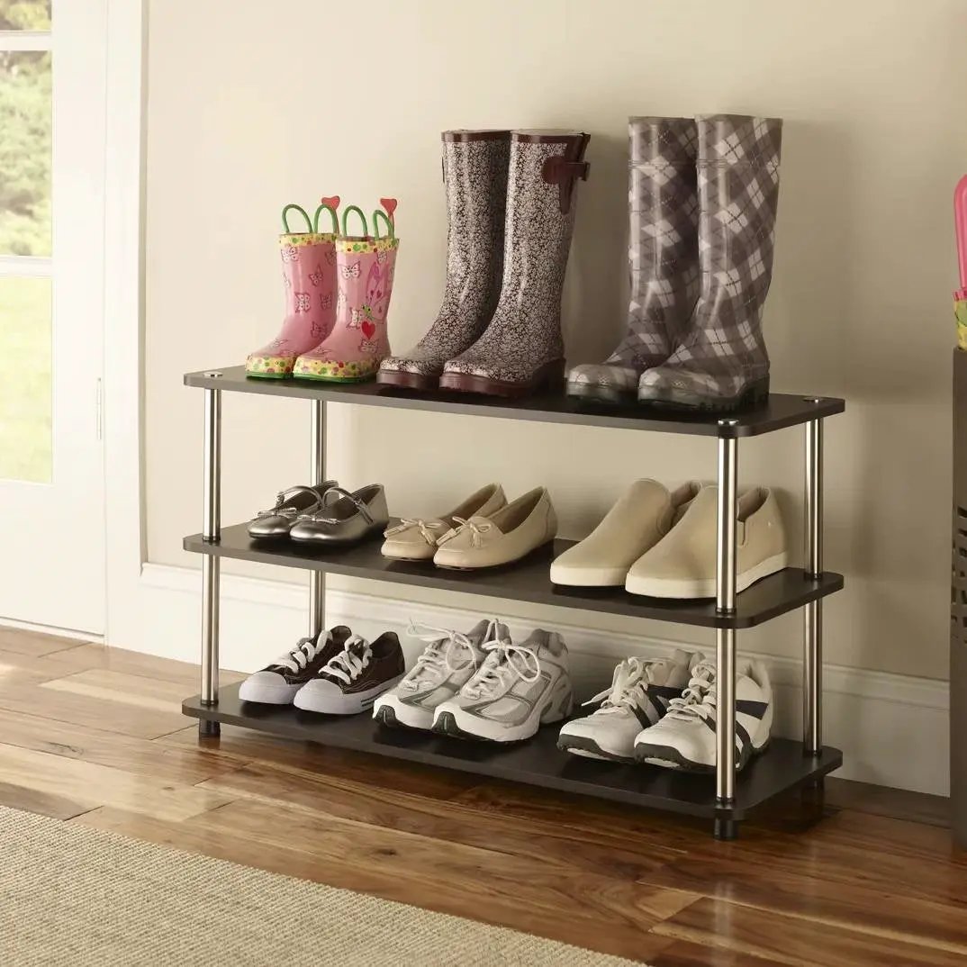 Espresso 3-Shelf Modern Shoe Rack - Holds up to 12 Pair of Shoes by HomePacific