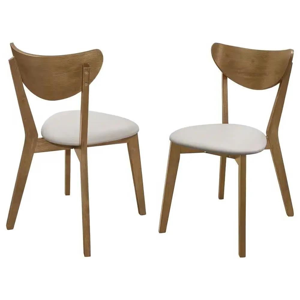 Set of 2 - Mid-Century Modern Wood Dining Chair with Faux Leather Seat by HomePacific