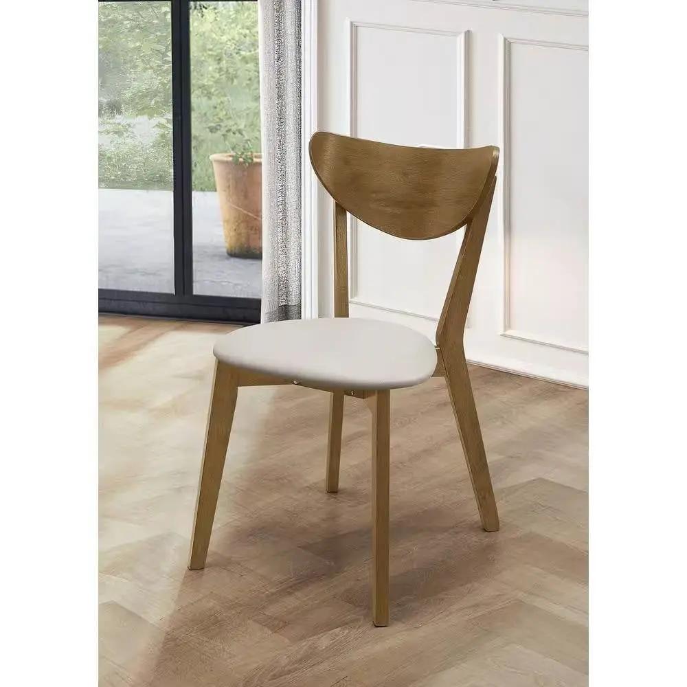 Set of 2 - Mid-Century Modern Wood Dining Chair with Faux Leather Seat by HomePacific
