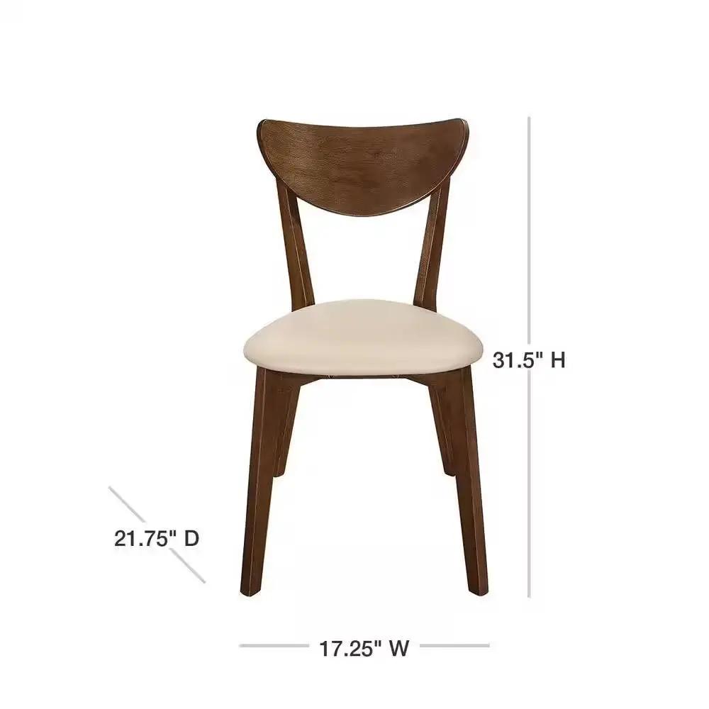Set of 2 - Mid-Century Modern Wood Dining Chair with Faux Leather Seat by HomePacific