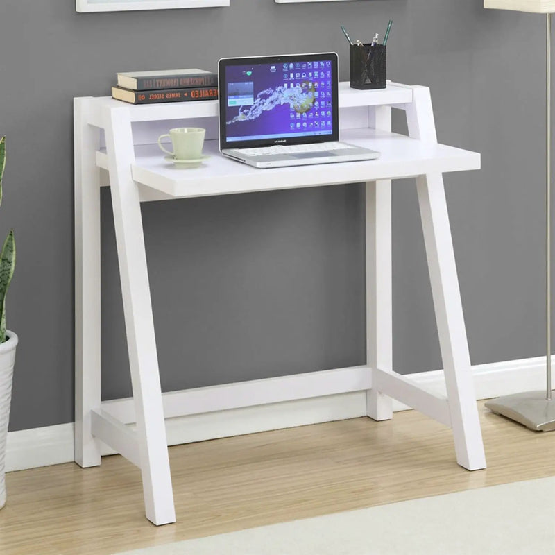 White Modern Minimalist Compact Laptop Computer Desk by HomePacific
