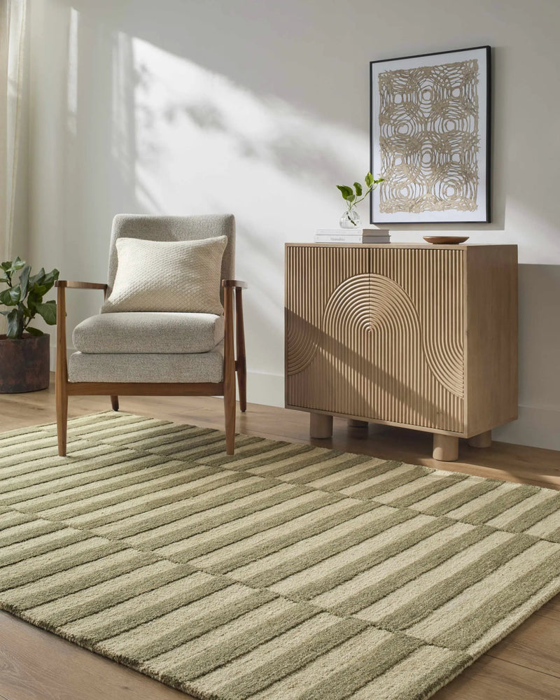 Idaho Broken-Striped Green Area Rug by Boutique Rugs