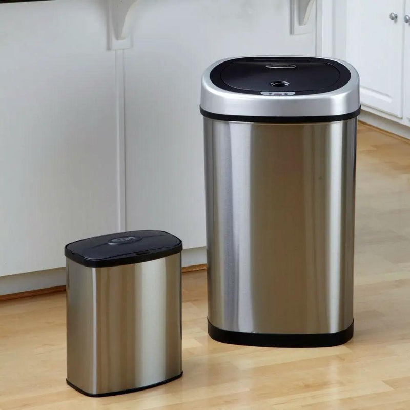 Set of 2 - Stainless Steel Touchless Trash Cans in 2 and 13 Gallon sizes by HomePacific
