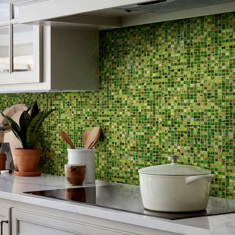 Moss Green 12x12 Glossy Uniform Square Glass Mosaic Tile (20 pack, 20 sq ft/case) by Apollo Tile