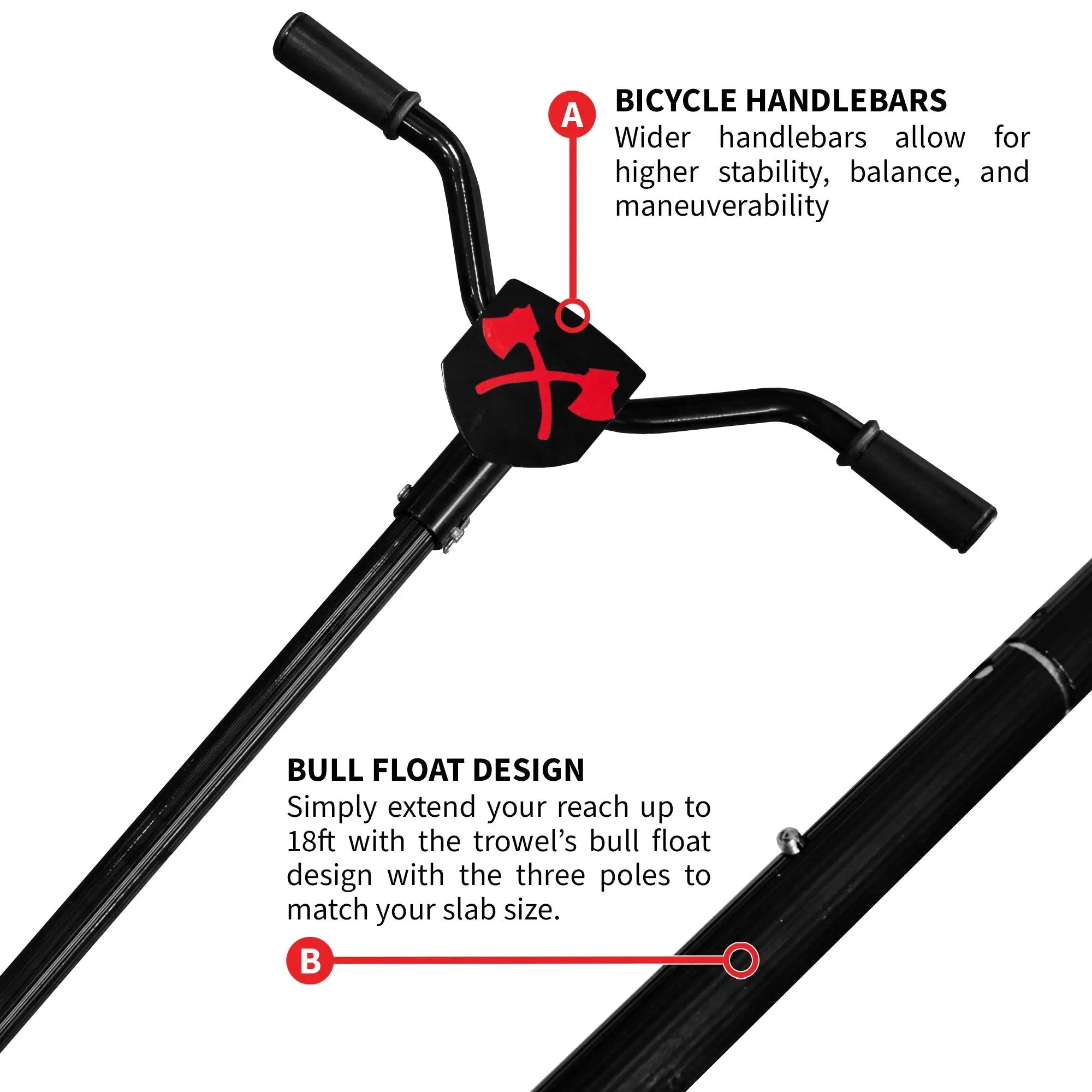 30" Portable Honda Concrete Power Trowel with 18ft Bull Float Handle GX35 by Tomahawk Power