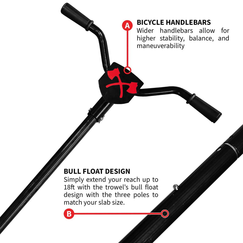 30" Portable Concrete Power Trowel with 18ft Bull Float Handle 37cc Engine by Tomahawk Power