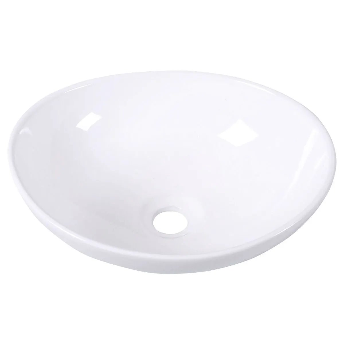 Contemporary Oval Basin Round Vessel Bathroom Sink in White by HomePacific