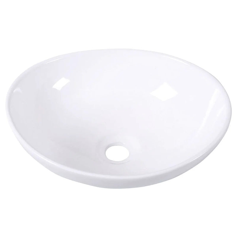Contemporary Oval Basin Round Vessel Bathroom Sink in White by HomePacific