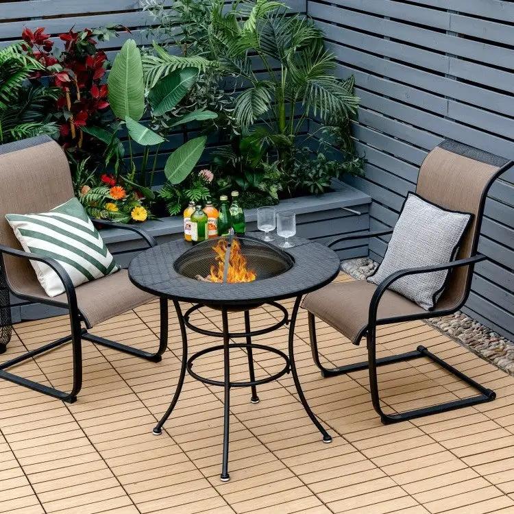 4 in 1 Fire Pit, Grill Cooking BBQ Grate, Ice Bucket, Dining Table by HomePacific