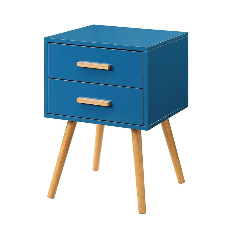 Modern Classic Mid-Century Style End Table Nightstand in Blue Finish by HomePacific