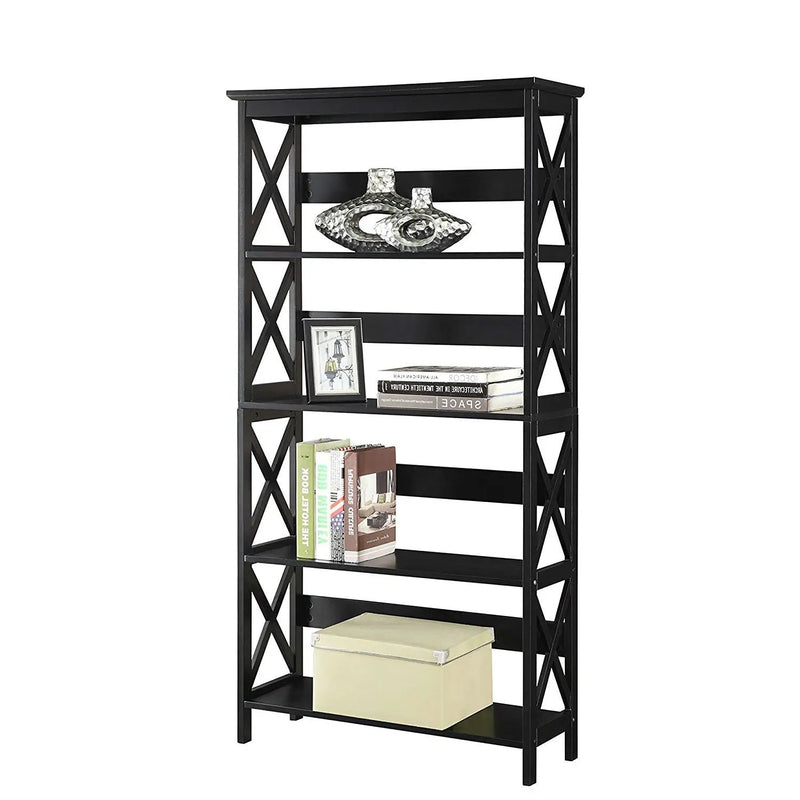 Glossy Black 5-Shelf Bookcase by HomePacific