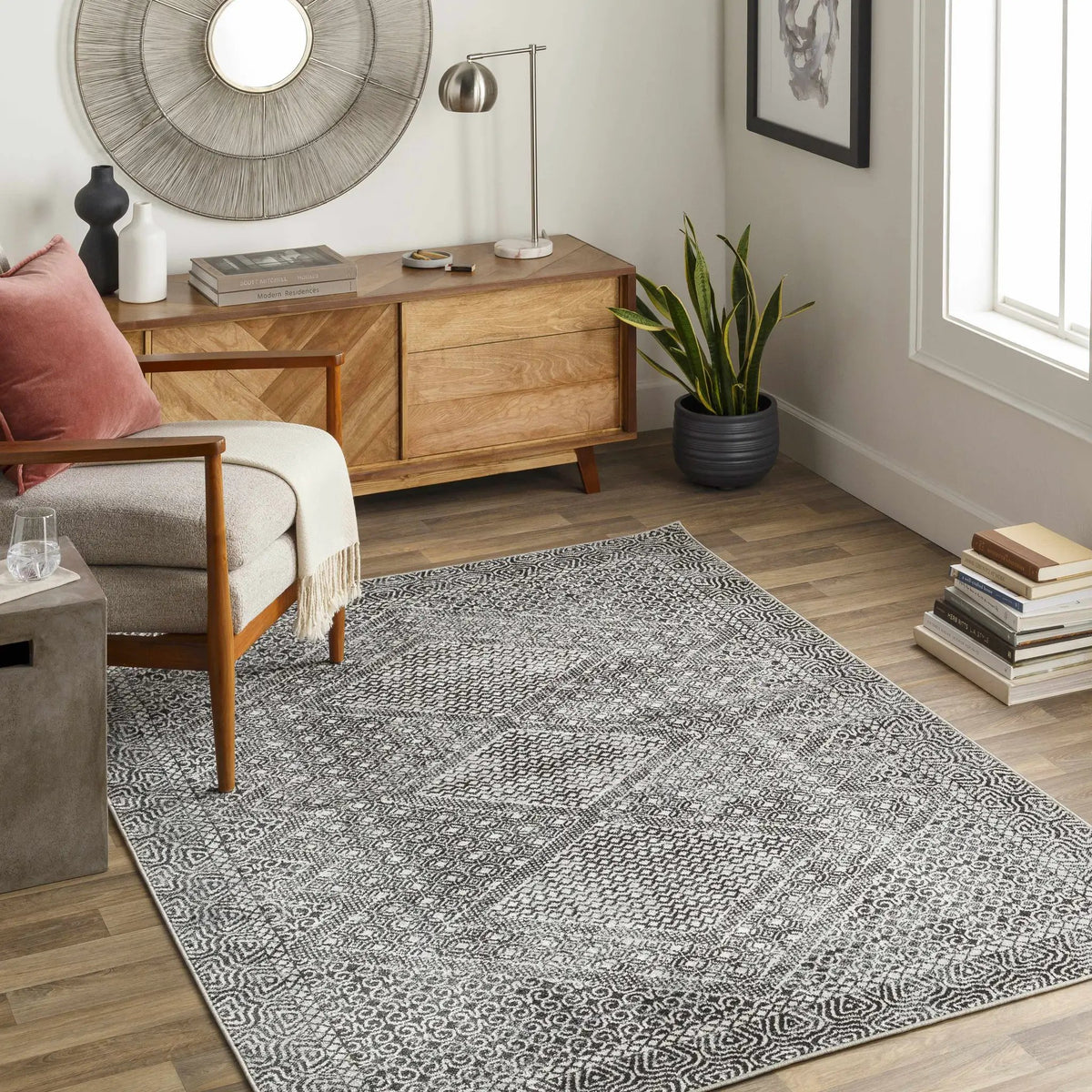 Coledale Black & White Washable Rug - Clearance, installed in a room 7