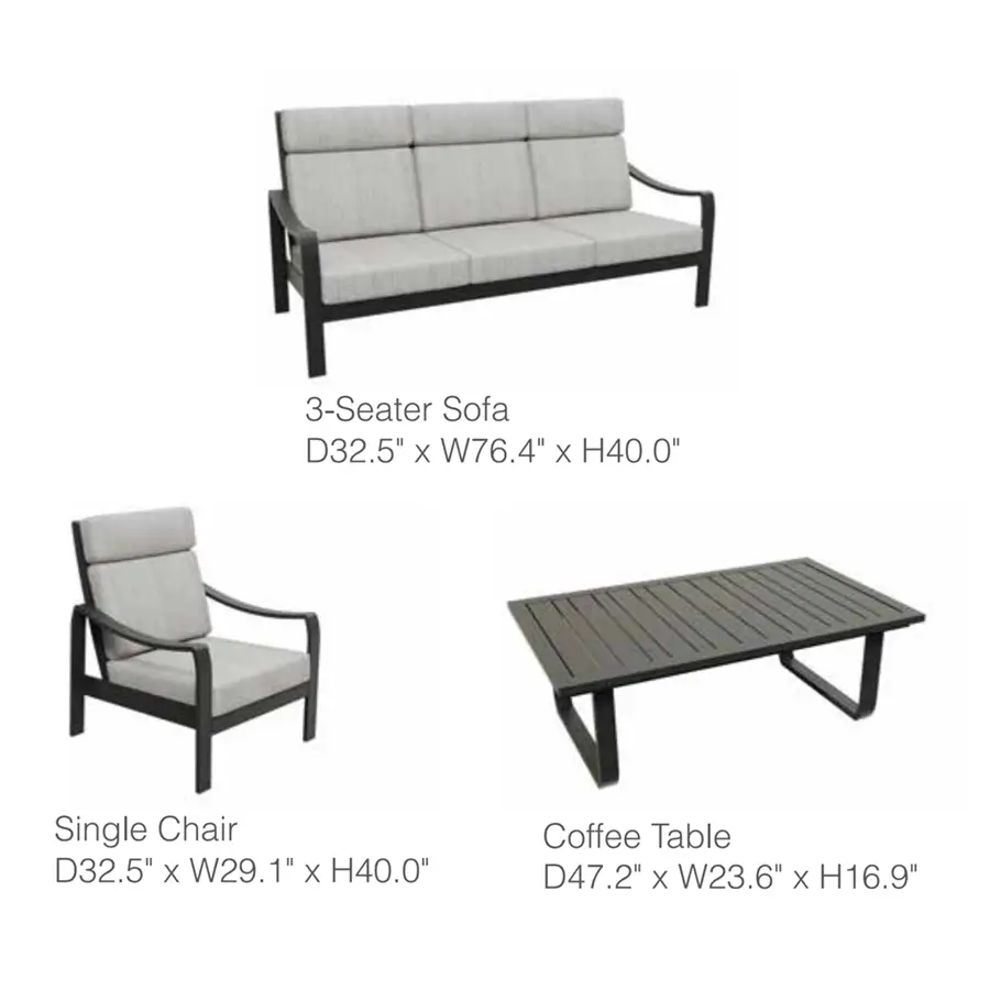 Conchay 4-Piece Aluminum Living Room Set by Outdoor-USA®
