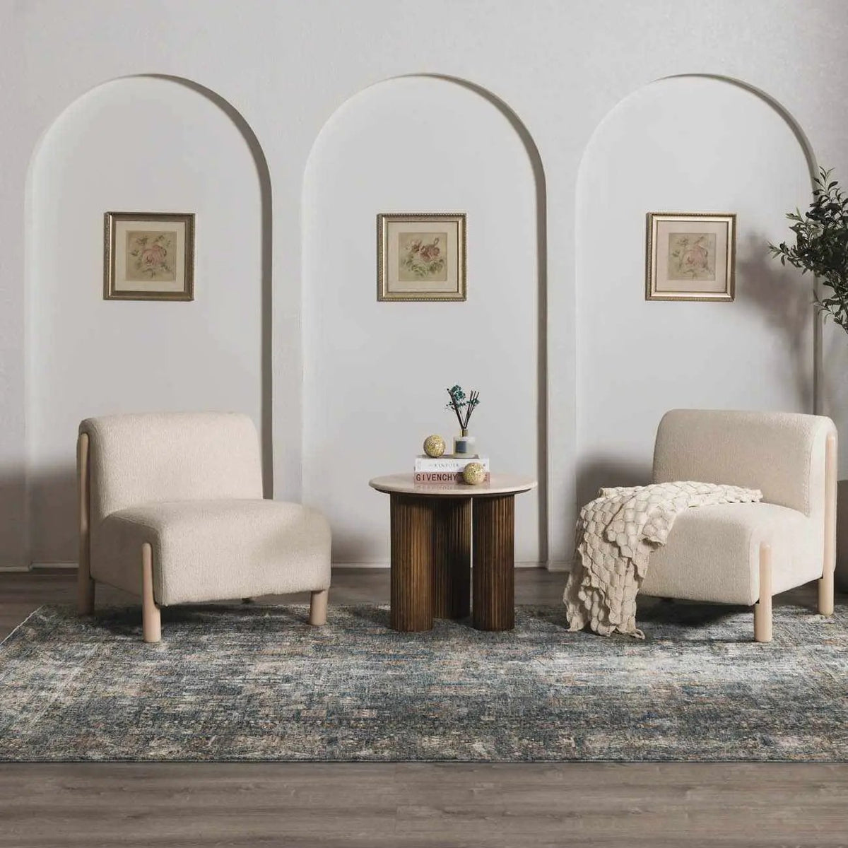 Mirabel Denim Blue Traditional Rug, installed in a room 3