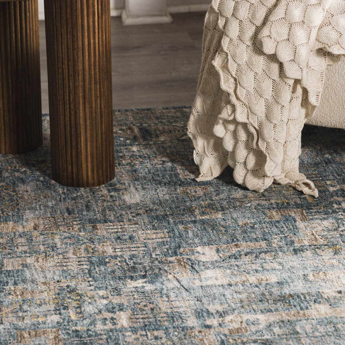 Mirabel Denim Blue Traditional Rug, installed in a room 6