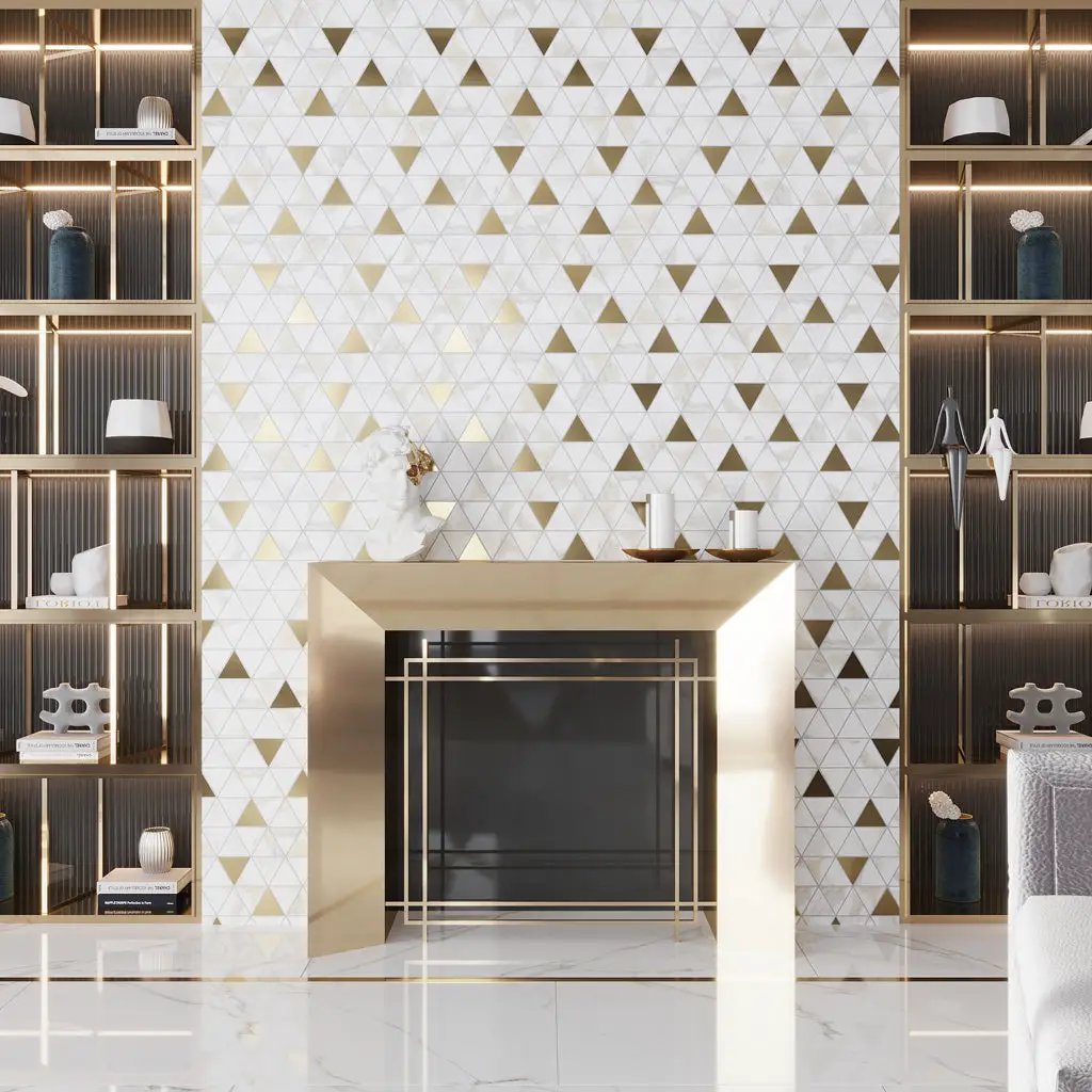 White Gold 10x11 Matte Triangle Porcelain Mosaic Tile (11 pack, 8.58 sq ft/case) by Apollo Tile
