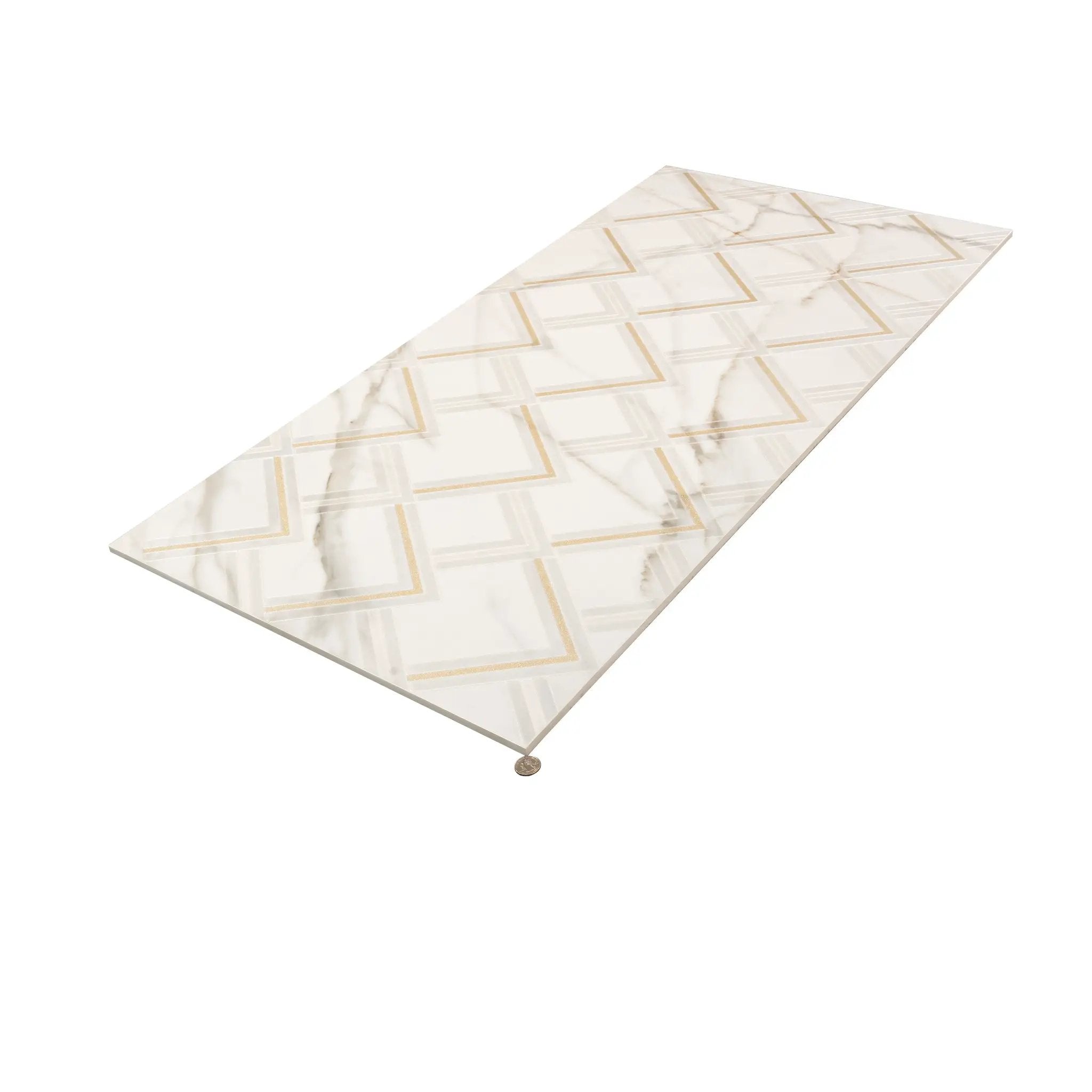 White Gold 24x48 Polished Diamond Porcelain Large Format Tile (1 pack, 7.75 sq ft/case) by Apollo Tile