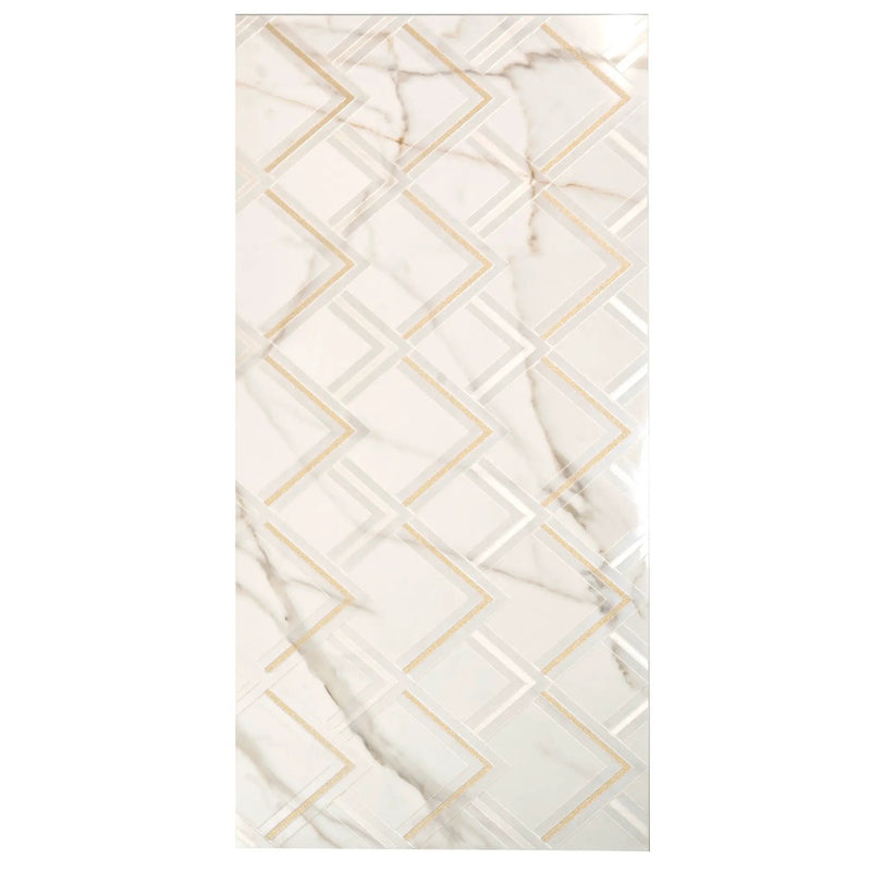 White Gold 24x48 Polished Diamond Porcelain Large Format Tile (1 pack, 7.75 sq ft/case) by Apollo Tile