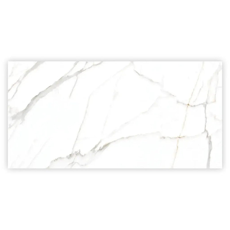 Bright White Gold 24x48 Polished Porcelain Large Format Tile (2 pack, 15.5 sq ft/case) by Apollo Tile