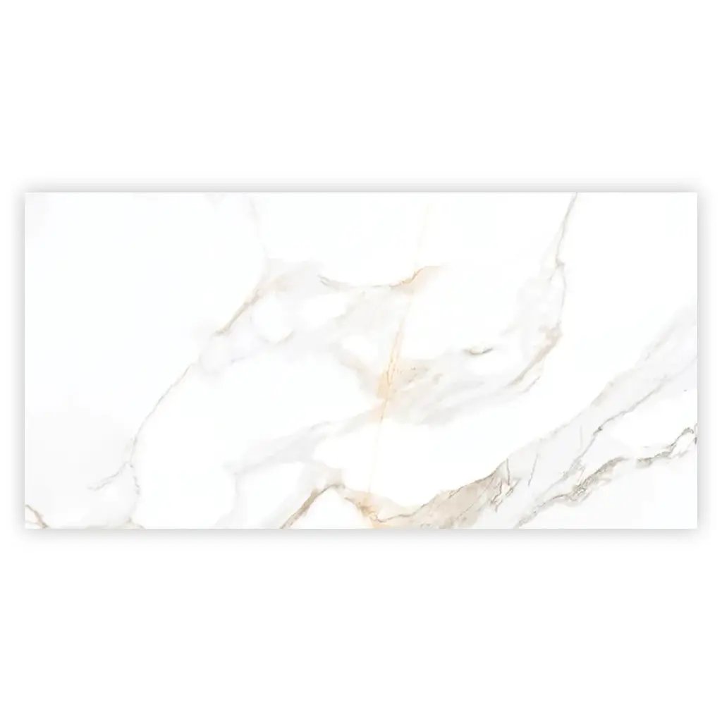 Bright White Gold 24x48 Polished Porcelain Large Format Tile (2 pack, 15.5 sq ft/case) by Apollo Tile