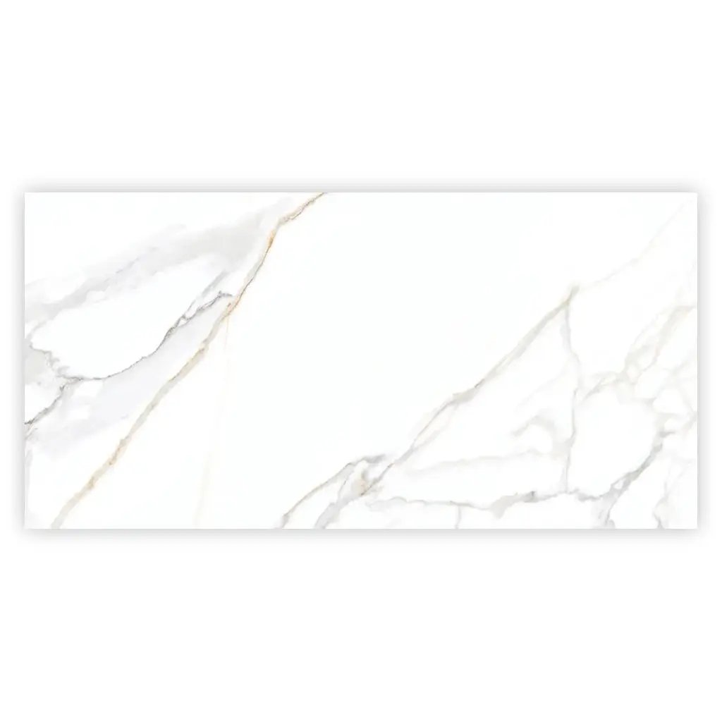 Bright White Gold 24x48 Polished Porcelain Large Format Tile (2 pack, 15.5 sq ft/case) by Apollo Tile