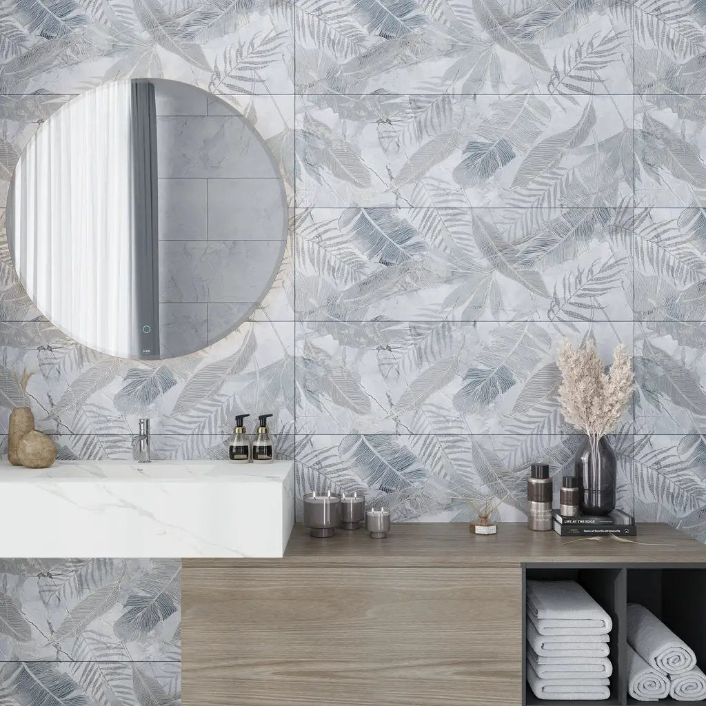 White Gray 16x48 3rd Fired Ceramic Large Format Tile (2 pack, 10.34 sq ft/case) by Apollo Tile