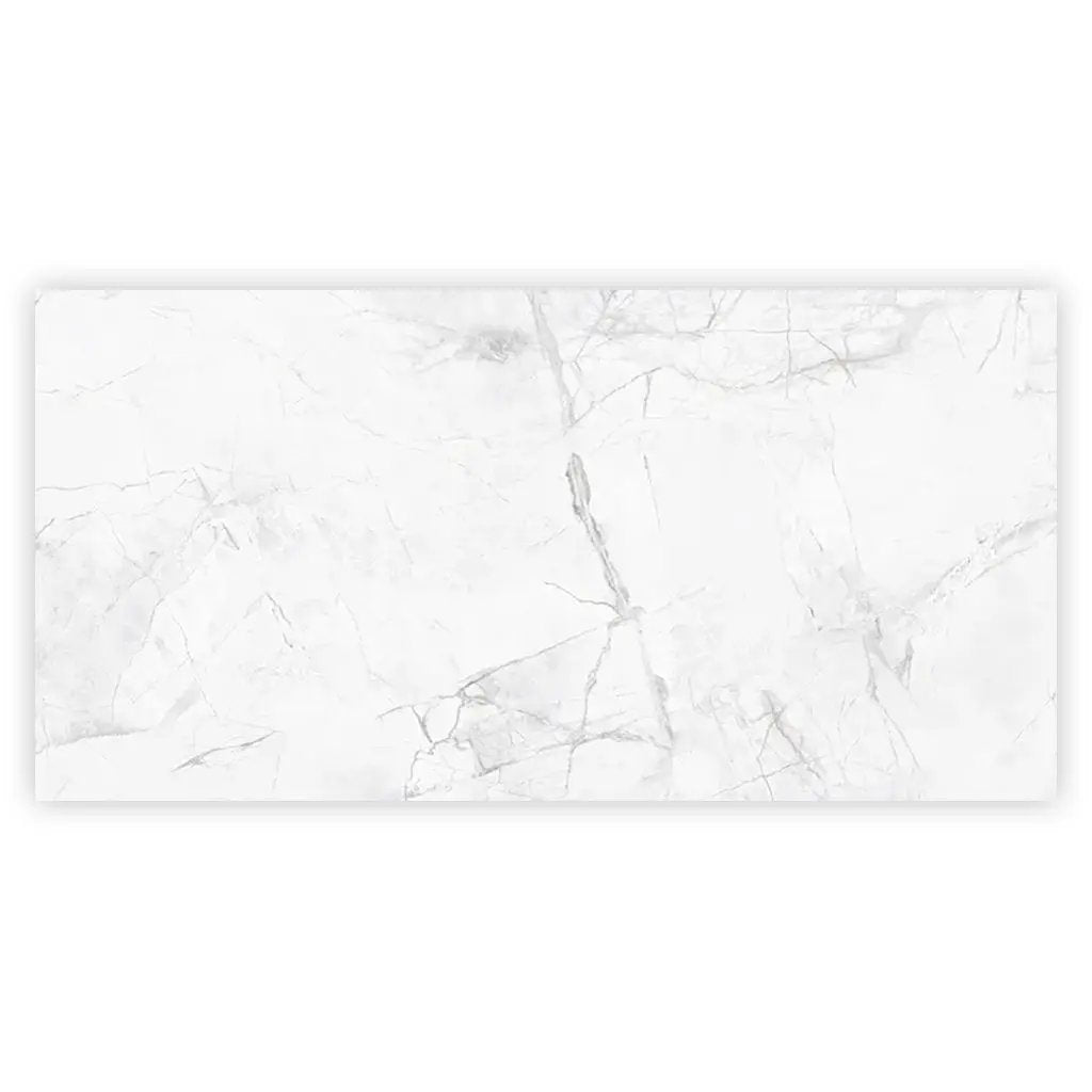 Bright White with Gray 24x48 Polished Porcelain Large Format Tile (2 pack, 15.5 sq ft/case) by Apollo Tile