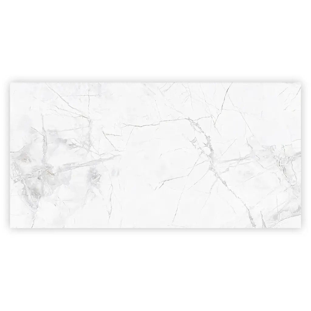 Bright White with Gray 24x48 Polished Porcelain Large Format Tile (2 pack, 15.5 sq ft/case) by Apollo Tile