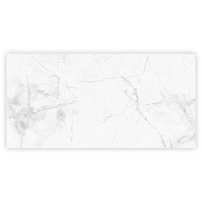 Bright White with Gray 24x48 Polished Porcelain Large Format Tile (2 pack, 15.5 sq ft/case) by Apollo Tile