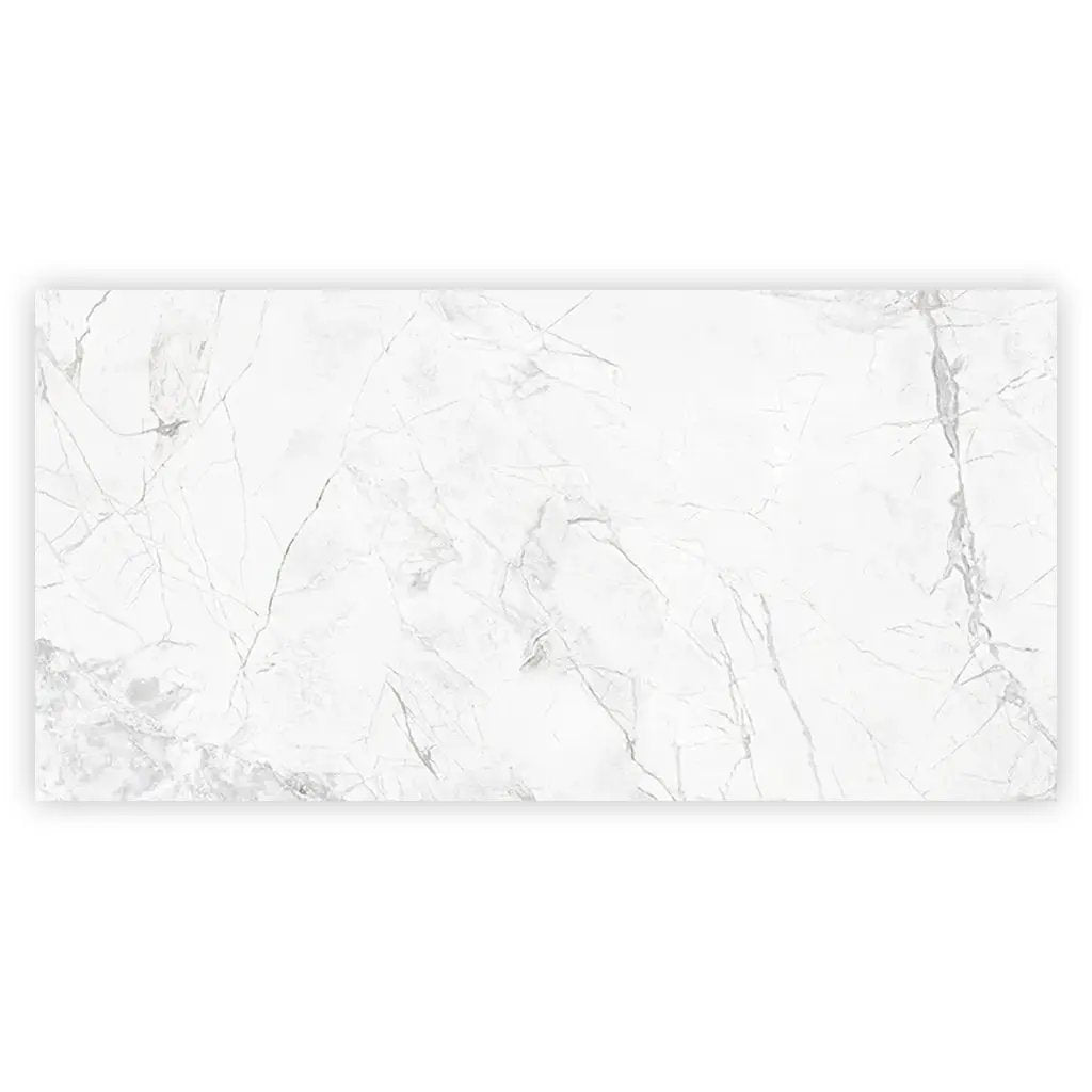 Bright White with Gray 24x48 Polished Porcelain Large Format Tile (2 pack, 15.5 sq ft/case) by Apollo Tile