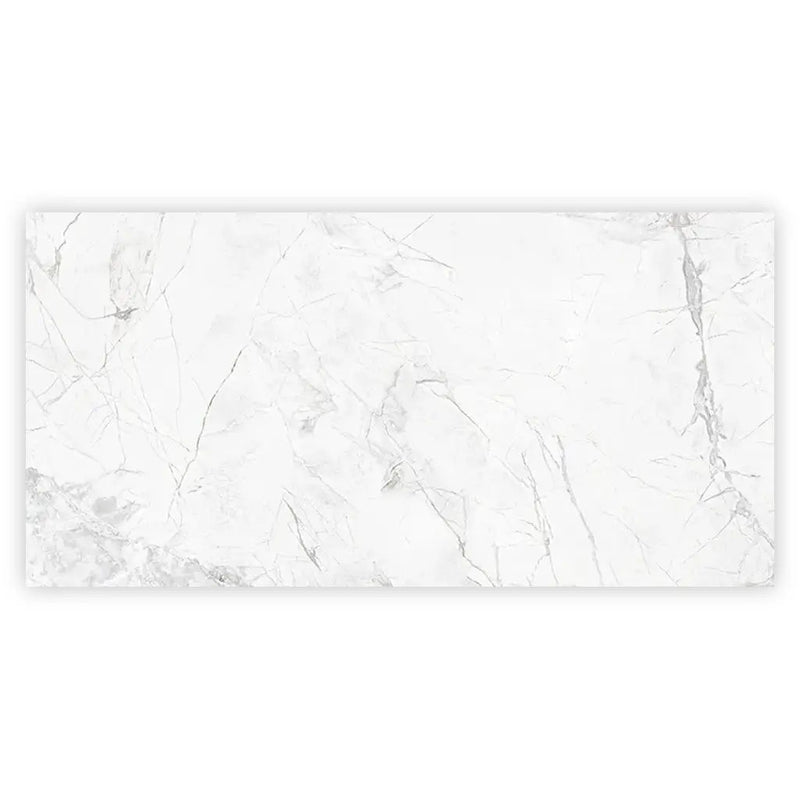 Bright White with Gray 24x48 Polished Porcelain Large Format Tile (2 pack, 15.5 sq ft/case) by Apollo Tile
