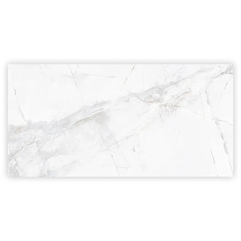 Bright White with Gray 24x48 Polished Porcelain Large Format Tile (2 pack, 15.5 sq ft/case) by Apollo Tile