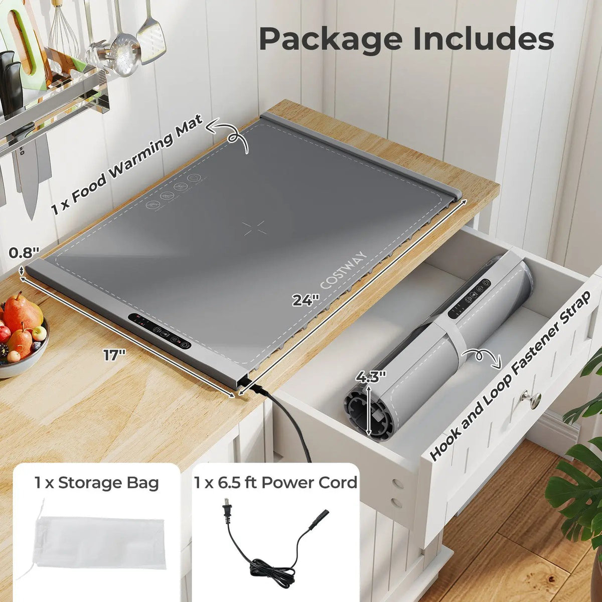Food Warming Mat Rollable and Portable Electric Warming Tray with Fasting Heating by DirectDeals