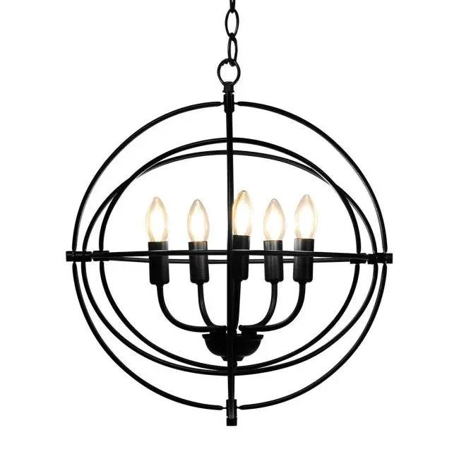 5 Light Brass Rustic Industrial Rotating Metal Chandelier by HomePacific