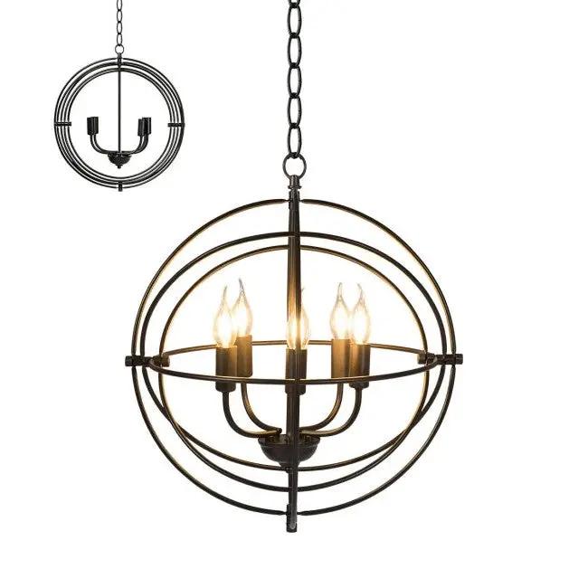 5 Light Brass Rustic Industrial Rotating Metal Chandelier by HomePacific