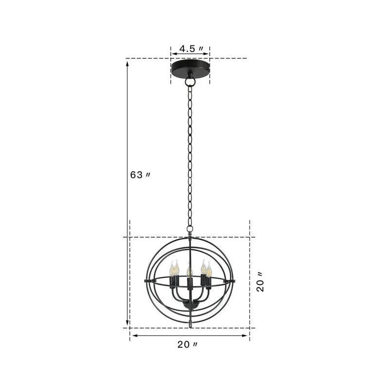 5 Light Brass Rustic Industrial Rotating Metal Chandelier by HomePacific