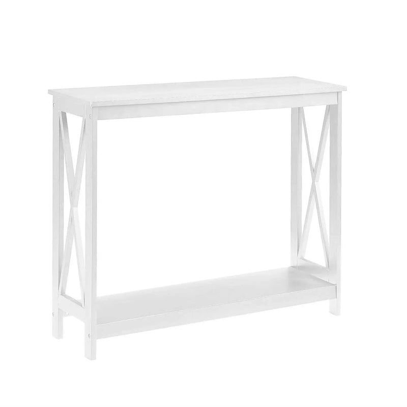 White Wood Console Sofa Table with Bottom Storage Shelf by HomePacific