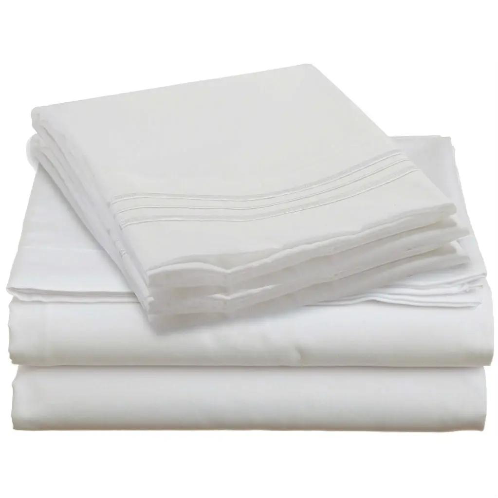 King size 4-piece Silky Soft Microfiber Sheet Set in White by HomePacific