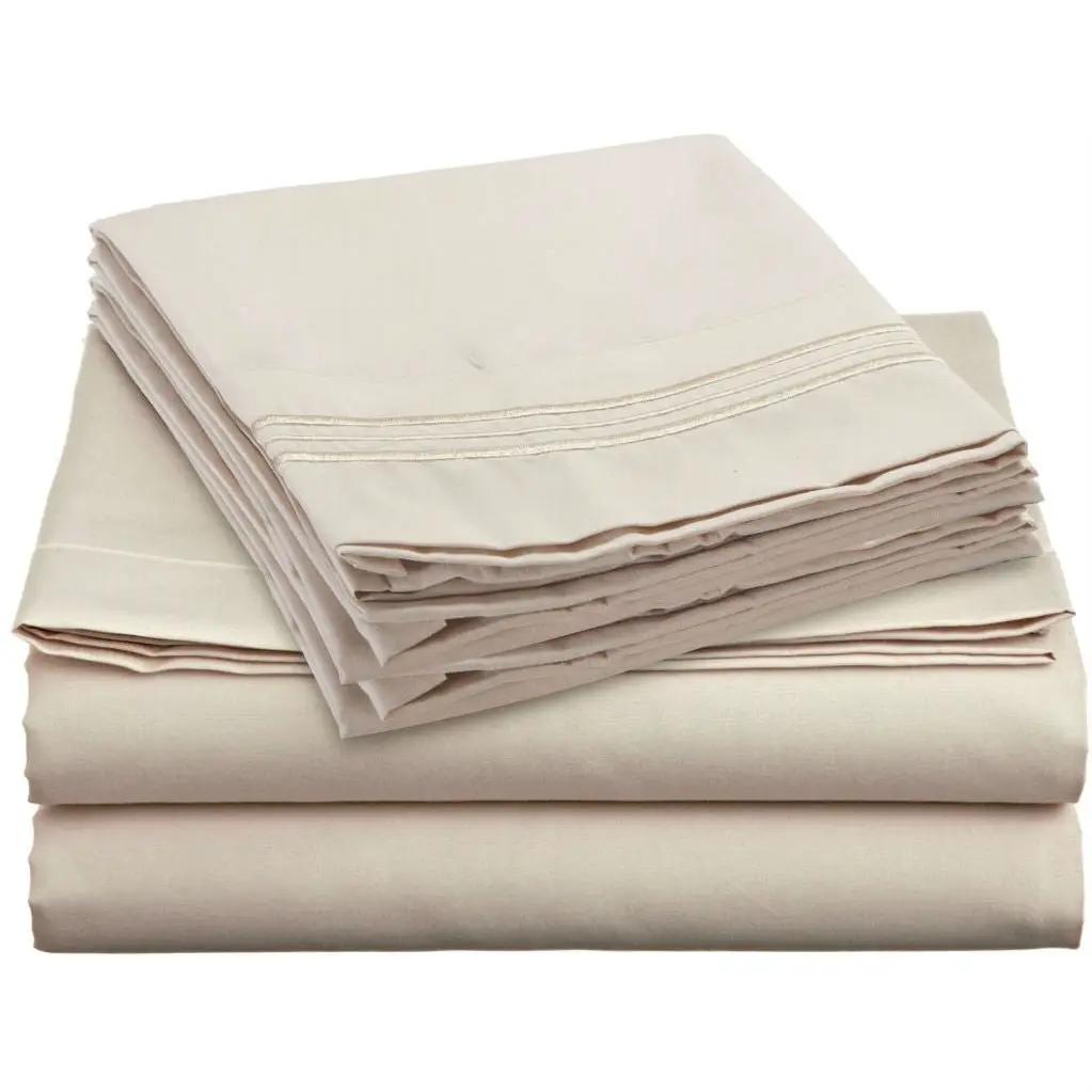 King size 4-Piece Sheet Set in Beige Cream Brushed Microfiber by HomePacific