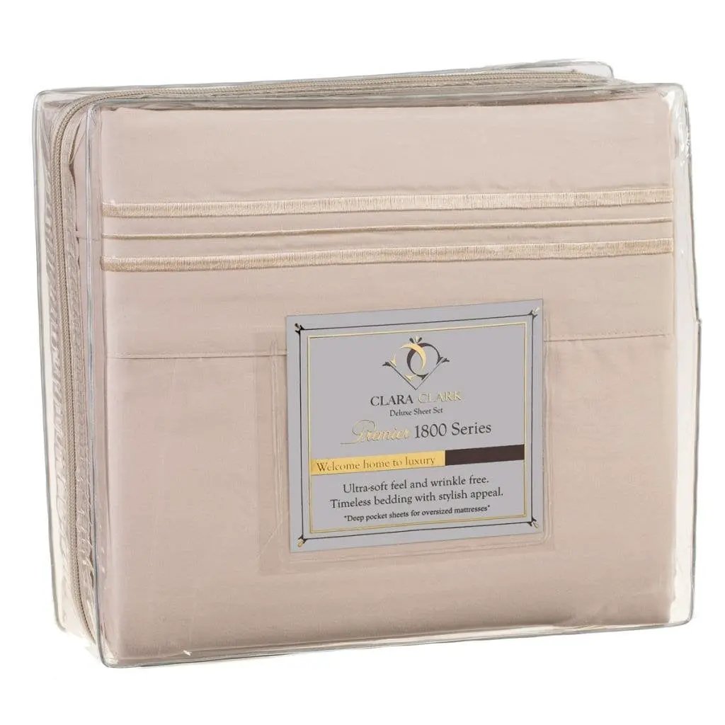 King size 4-Piece Sheet Set in Beige Cream Brushed Microfiber by HomePacific