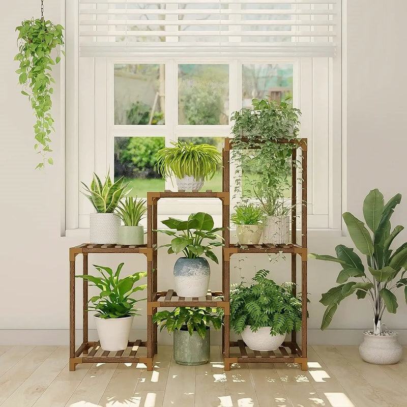 3-Tier Indoor Outdoor Wooden Plant Stand Planter Shelf by HomePacific
