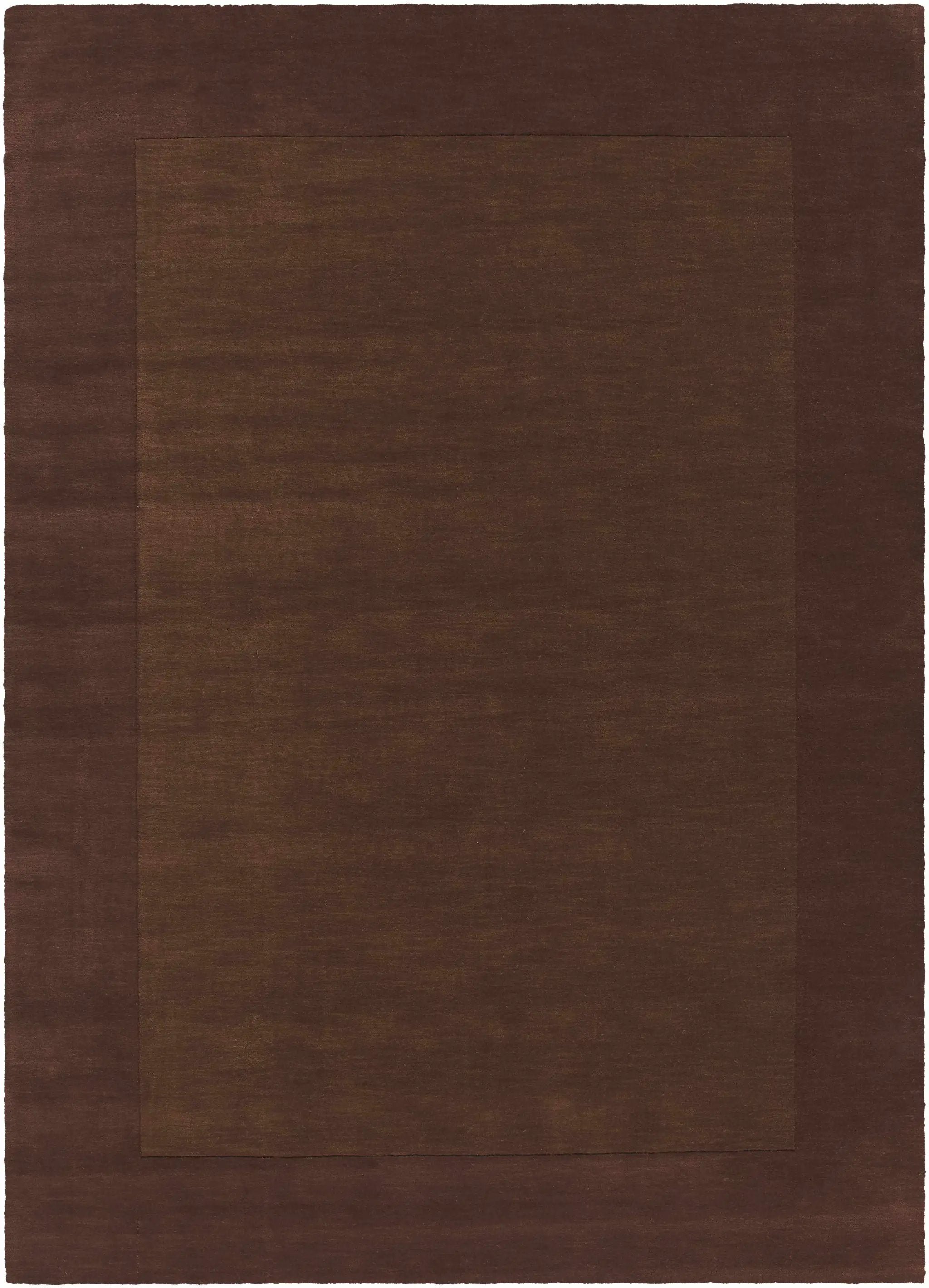 Bordered Solid Brown Wool Rug by Boutique Rugs