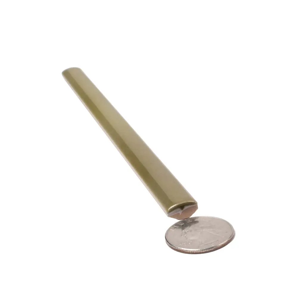Olive Green 0.5x8 Glossy Ceramic Pencil Tile Trim (10 pack, 0.3 sq ft/case) by Apollo Tile