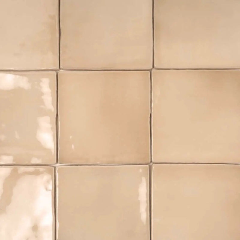 Beige 4x4 Glossy Square Ceramic Tile (60 pack, 6.48 sq ft/case) by Apollo Tile
