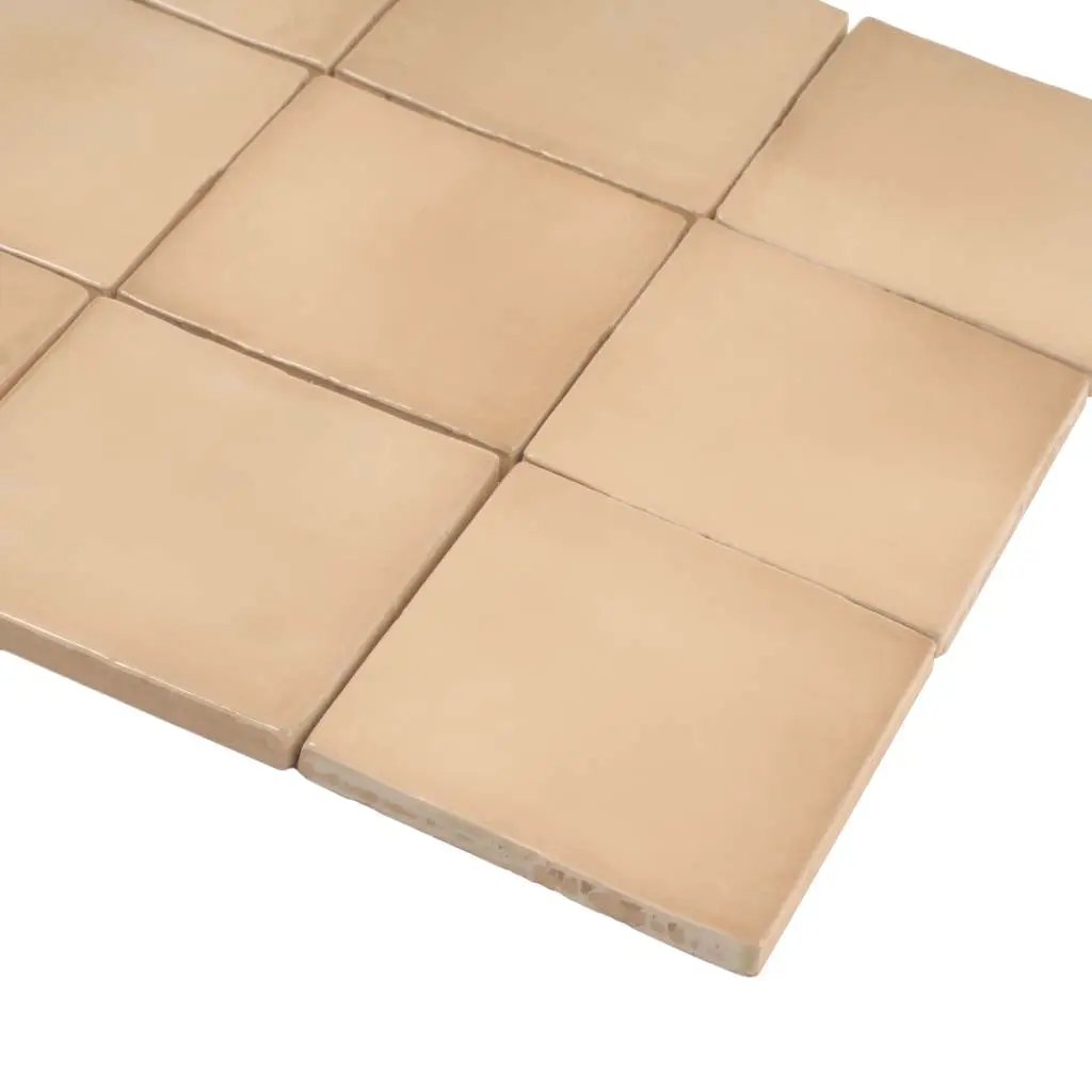 Beige 4x4 Glossy Square Ceramic Tile (60 pack, 6.48 sq ft/case) by Apollo Tile