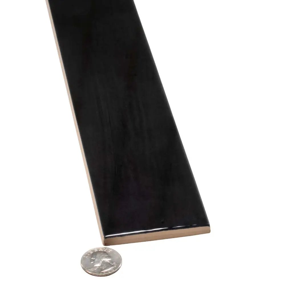 Black 2.6x16 Glossy Ceramic Subway Tile (38 pack, 10.76 sq ft/case) by Apollo Tile