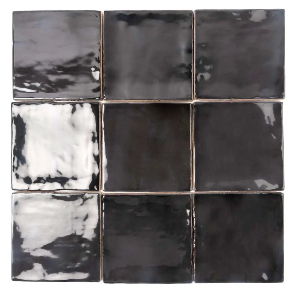 Black 4x4 Glossy Square Ceramic Tile (50 pack, 5.38 sq ft/case) by Apollo Tile