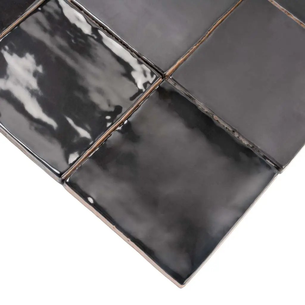 Black 4x4 Glossy Square Ceramic Tile (50 pack, 5.38 sq ft/case) by Apollo Tile